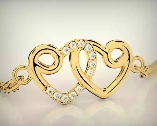 SSP0001 two heart shaped gold bracelets with diamonds