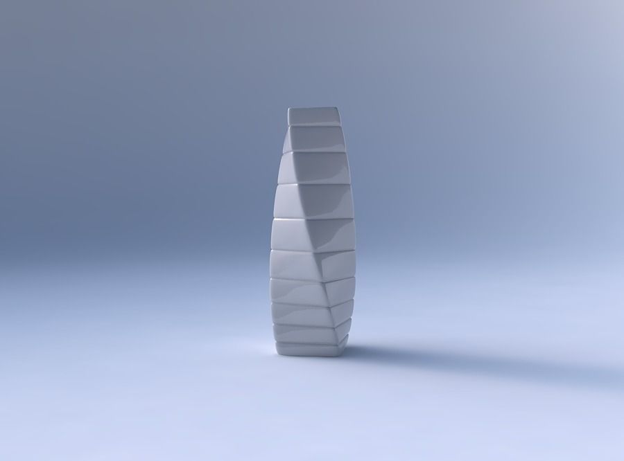 Vase twisted rectangle with smooth horizontal dents 3D print model_4