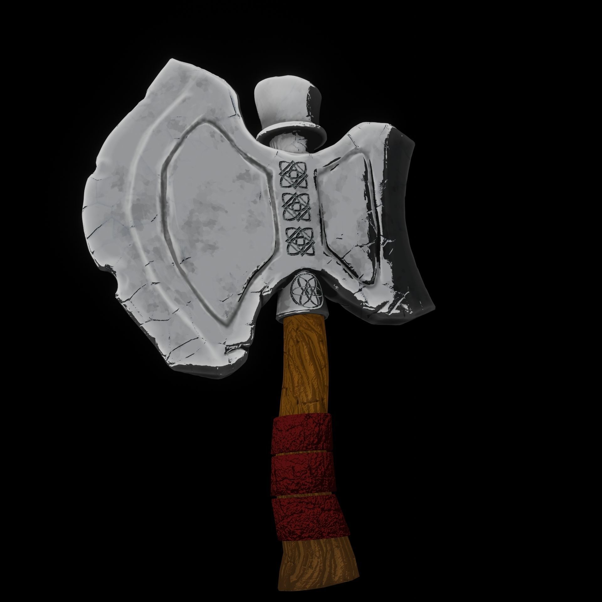 stylized axe HP to LP baked Low-poly 3D model_1