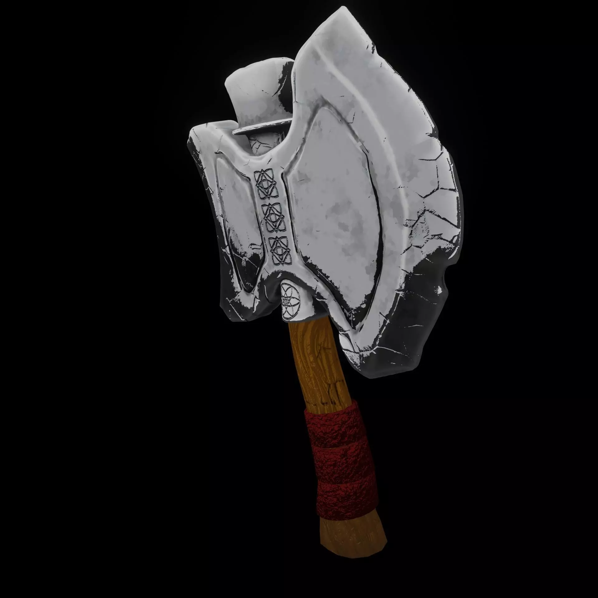 stylized axe HP to LP baked Low-poly 3D model_0