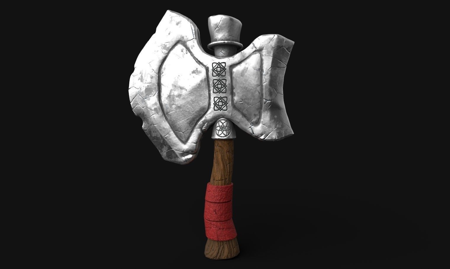 stylized axe HP to LP baked Low-poly 3D model_2