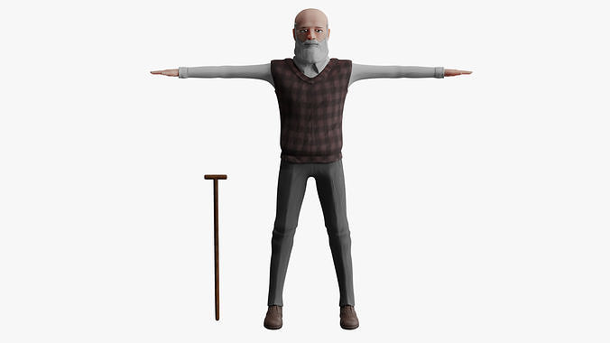 Cartoon GrandFather Low-poly 3D model