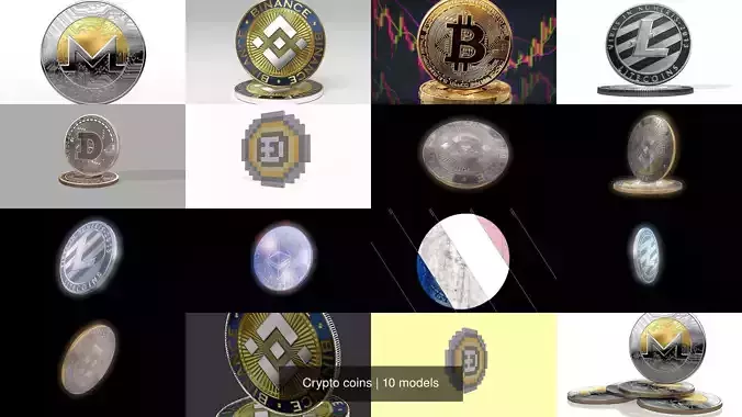 Crypto coins 3D Model Collection