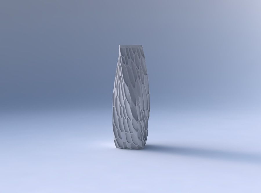 Vase twisted rectangle with organic dents 3D print model_4