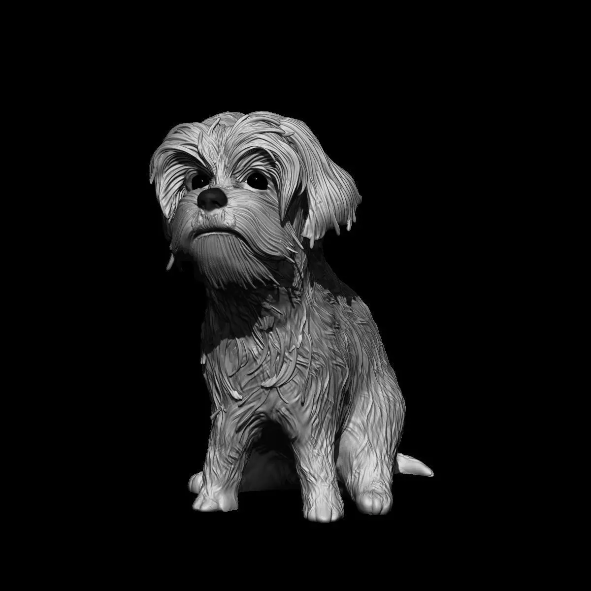 Yorkshire miniature figurine of terrier dog 3D model