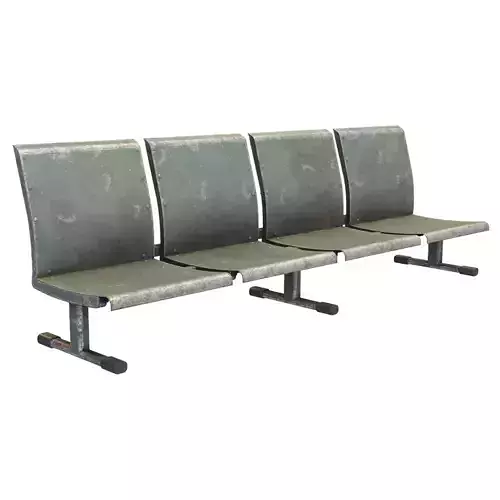 Green Colored Waiting Room Metal Seats 4 Seats