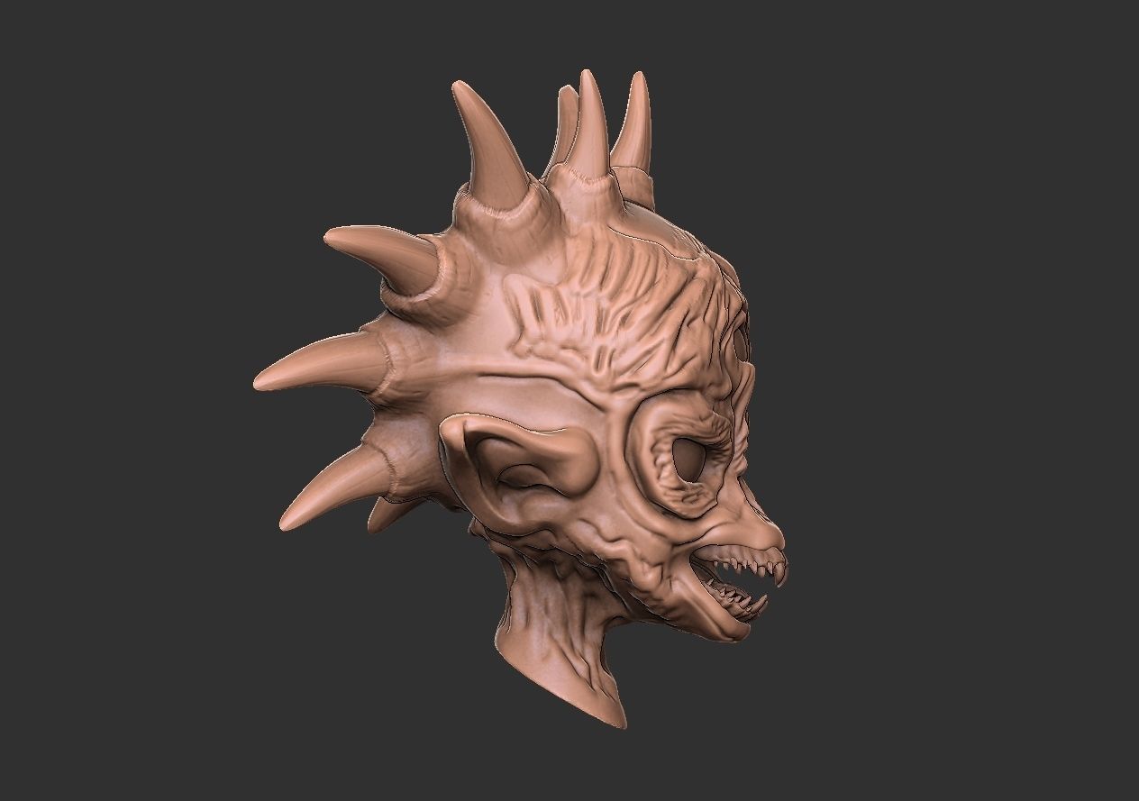 Custom horned alien model 3D print model_2