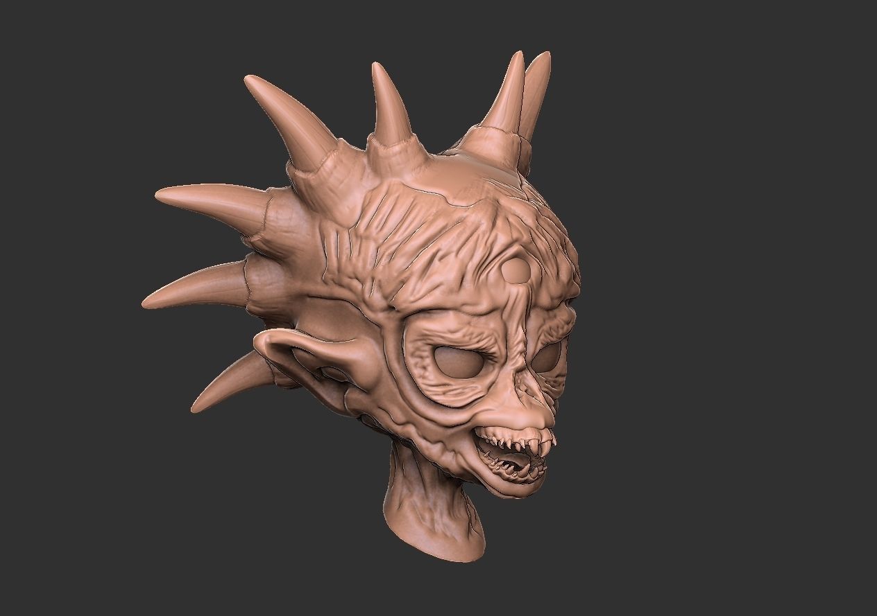 Custom horned alien model 3D print model_1