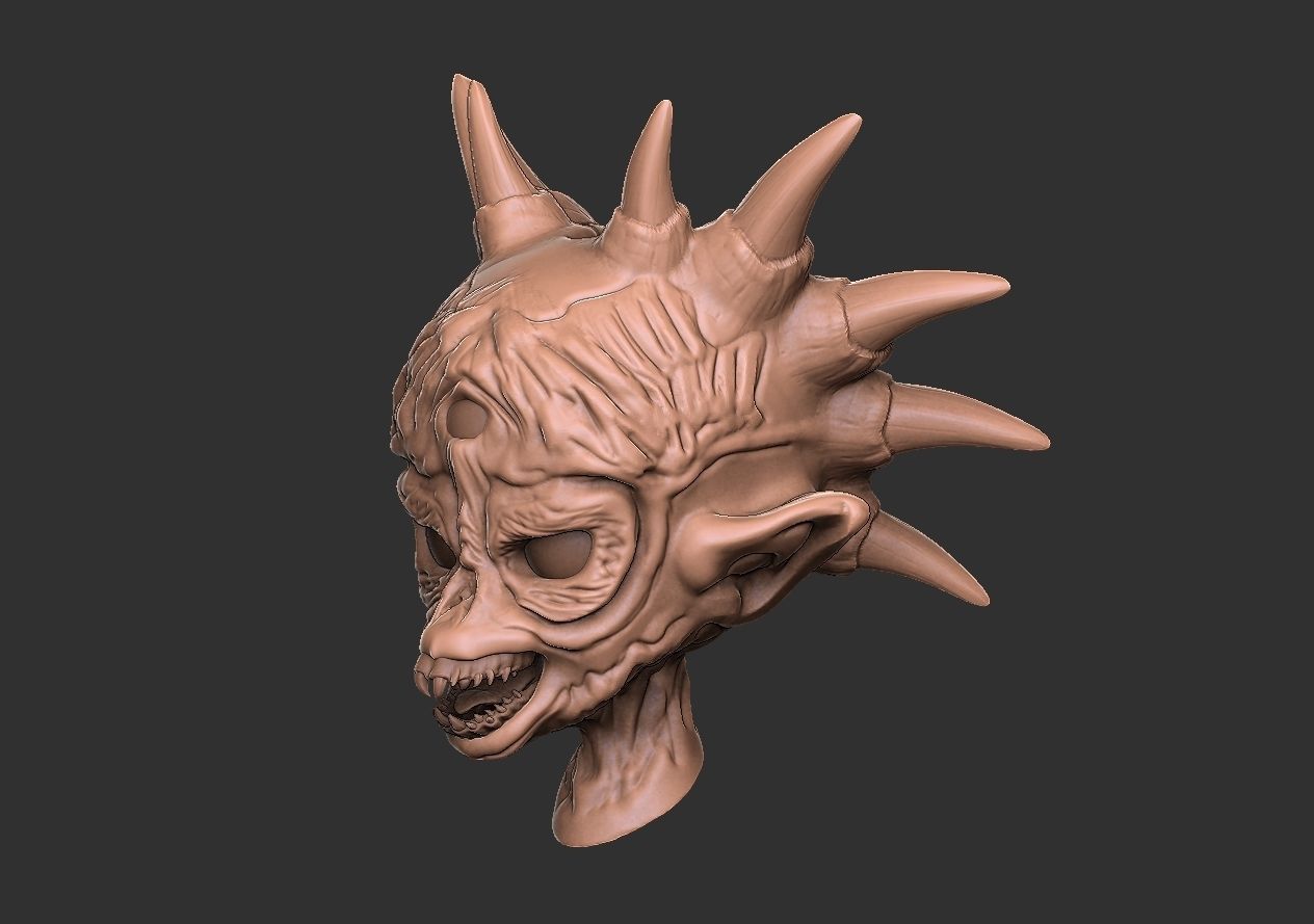 Custom horned alien model 3D print model_3