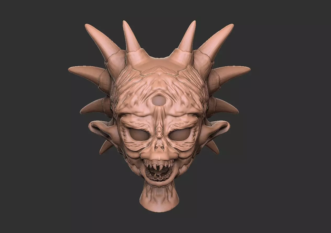 Custom horned alien model 3D print model_0