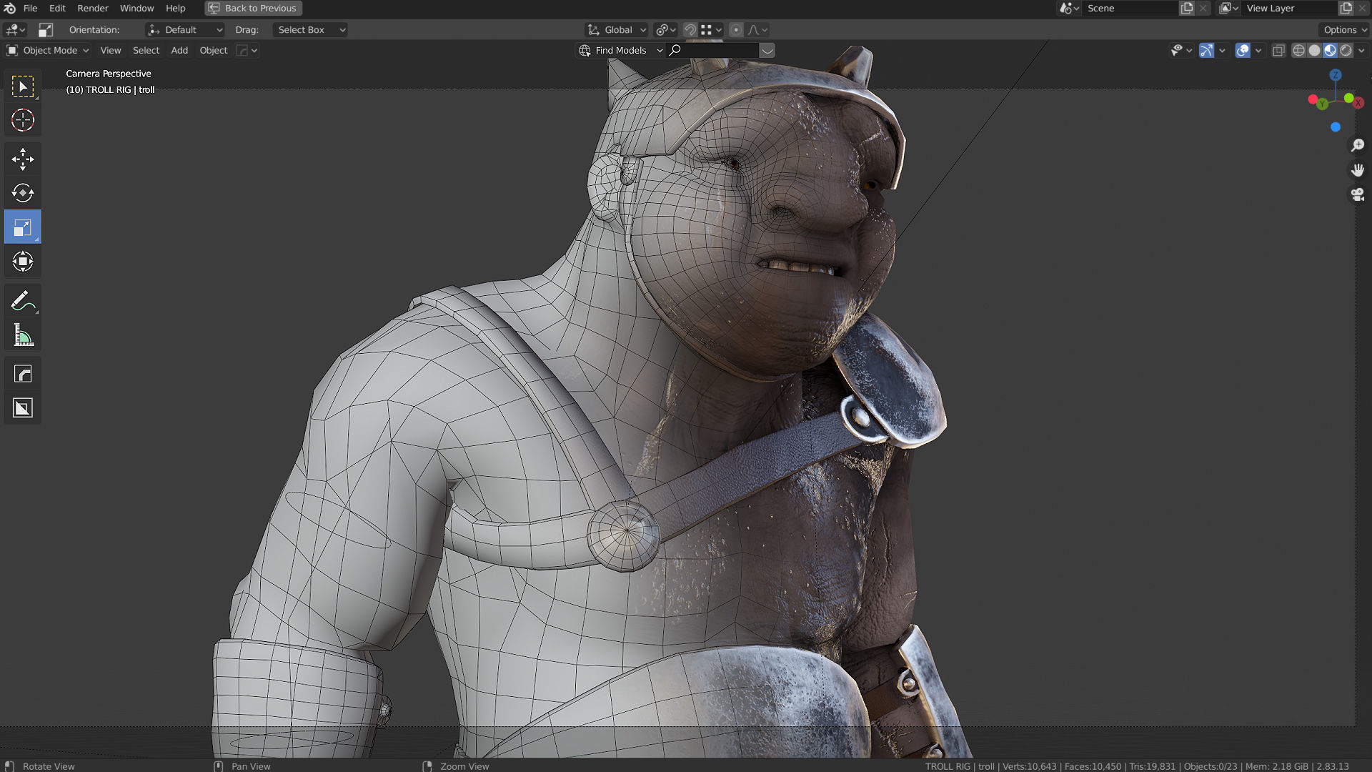 Armed Troll Low-poly 3D model_6