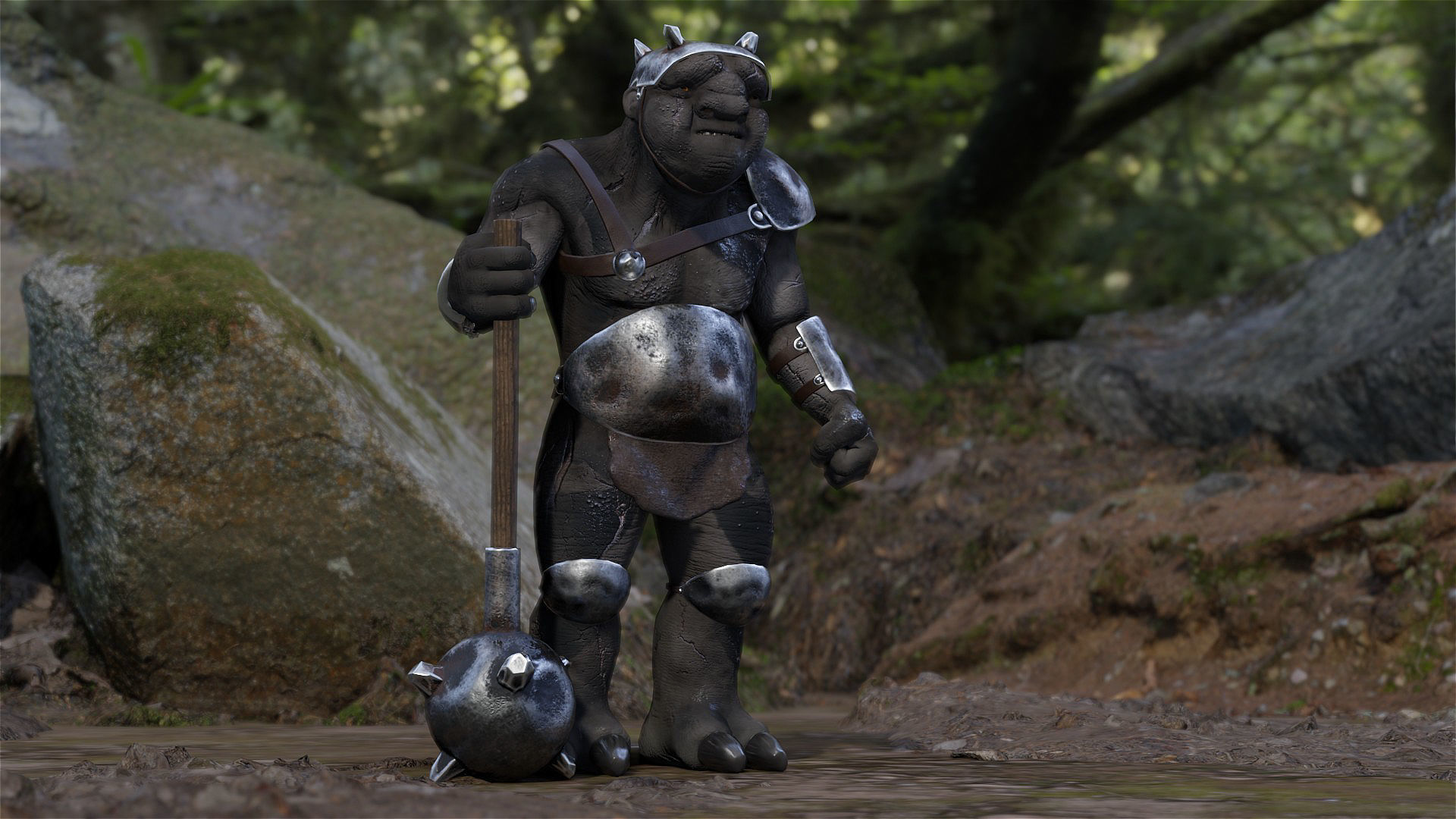 Armed Troll Low-poly 3D model_7