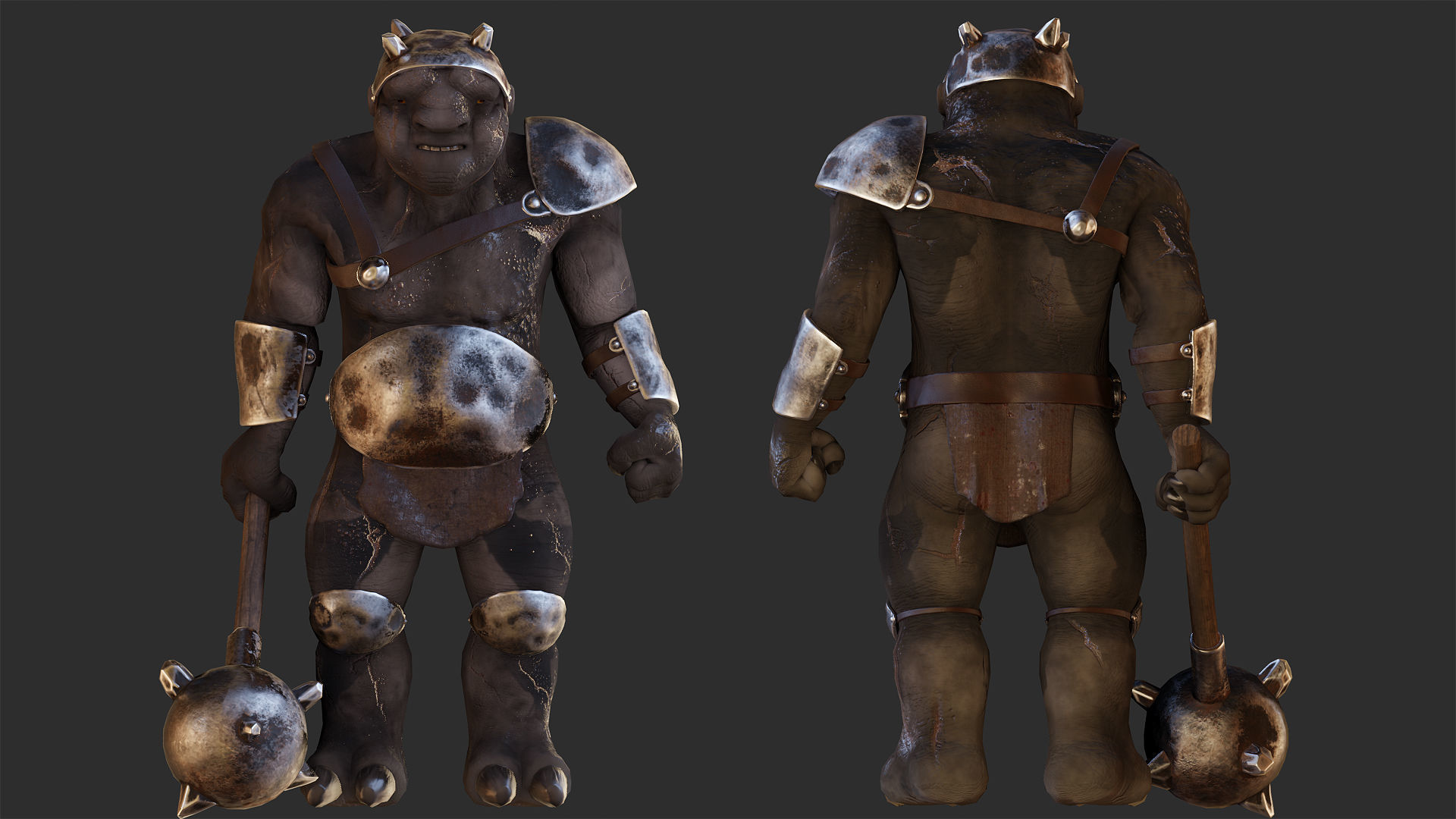 Armed Troll Low-poly 3D model_4