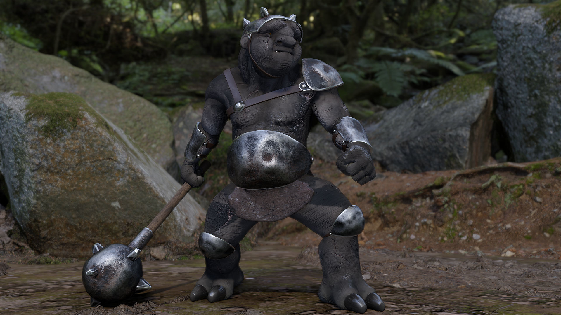 Armed Troll Low-poly 3D model_8