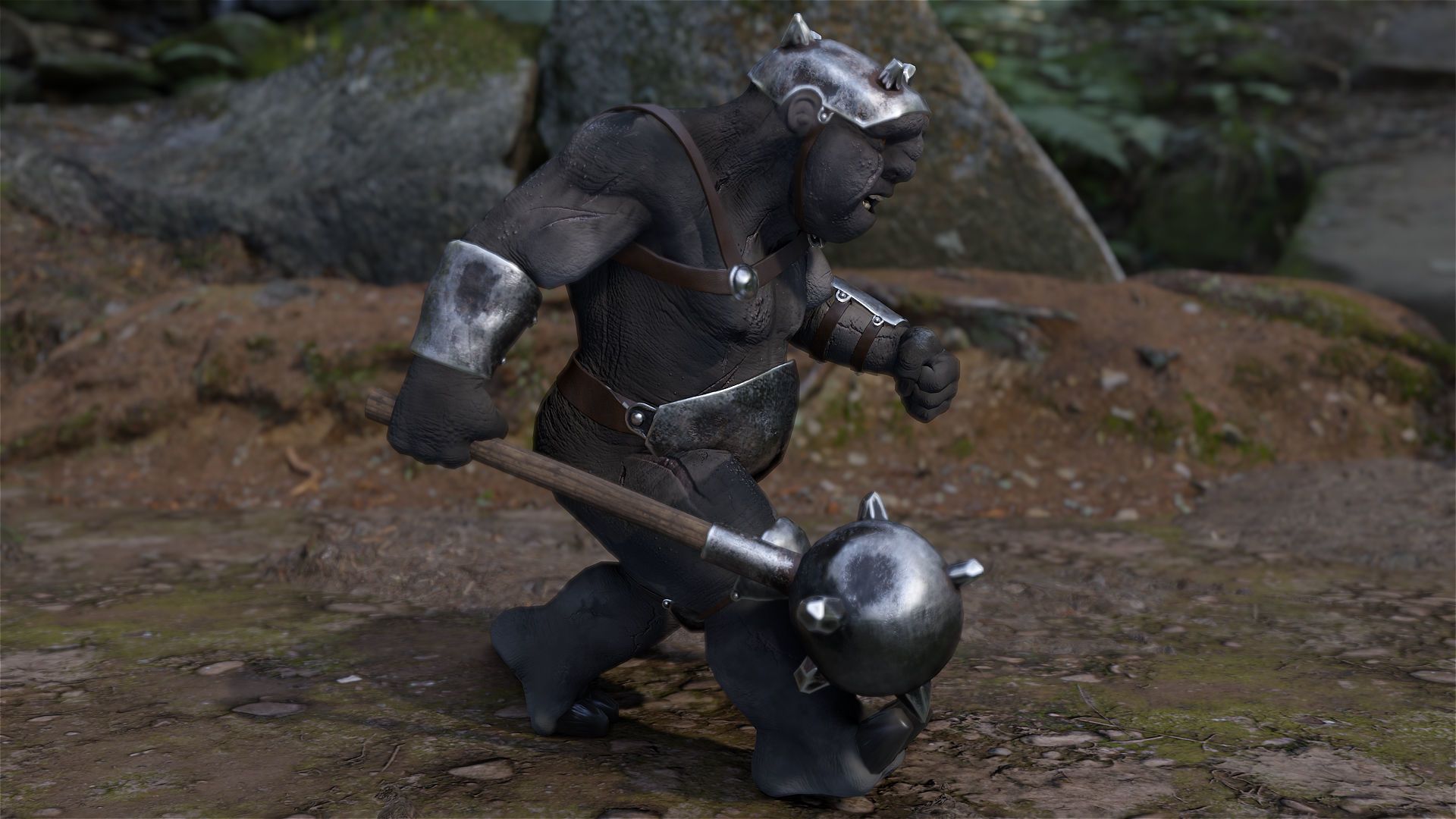 Armed Troll Low-poly 3D model_9