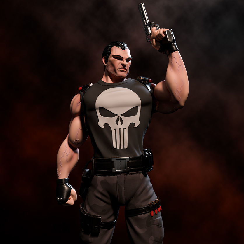 Fanart THE PUNISHER - Statue 3D print model_9