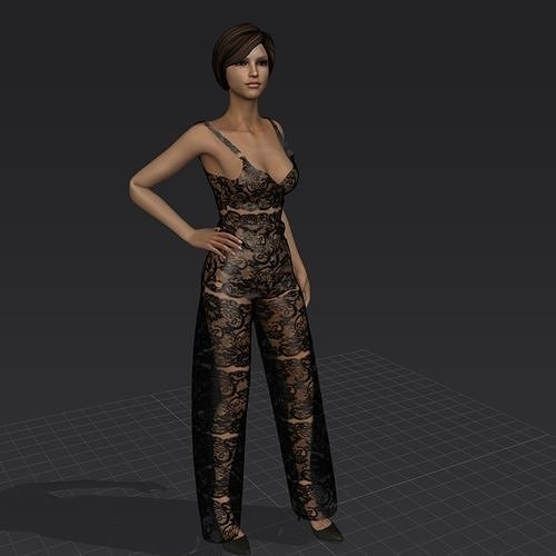 Jumpsuit woman in 3D model