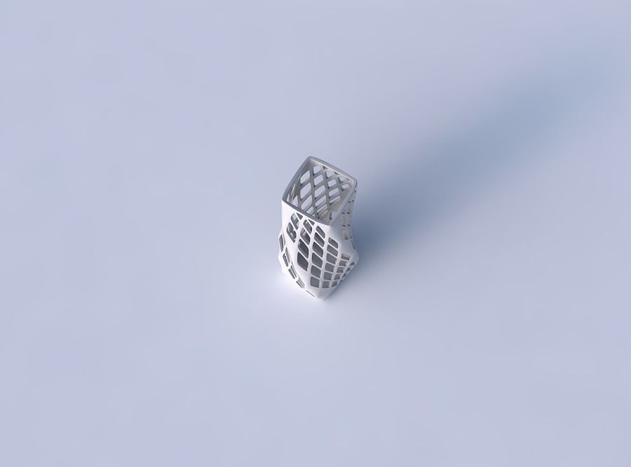 Vase twisted rectangle with diagonal grid lattice 3 3D print model_2