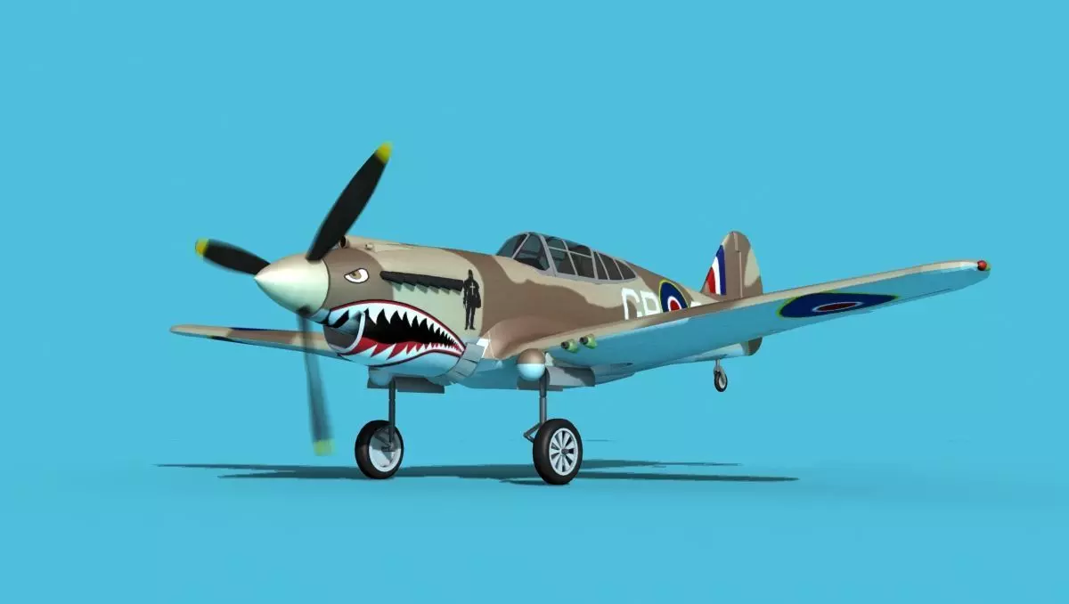 Curtiss P-40B Tomahawk V01 RAF 3D model_0