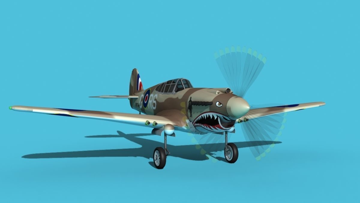 Curtiss P-40B Tomahawk V01 RAF 3D model_2