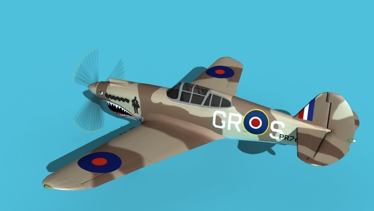 Curtiss P-40B Tomahawk V01 RAF 3D model_8