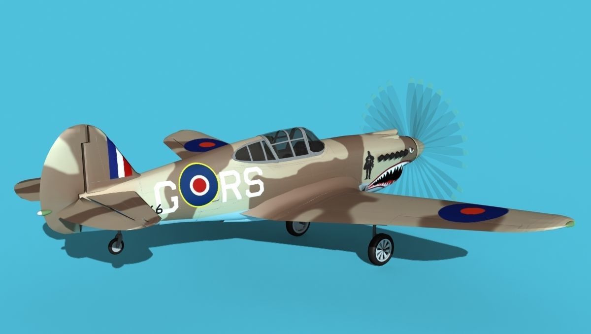Curtiss P-40B Tomahawk V01 RAF 3D model_5