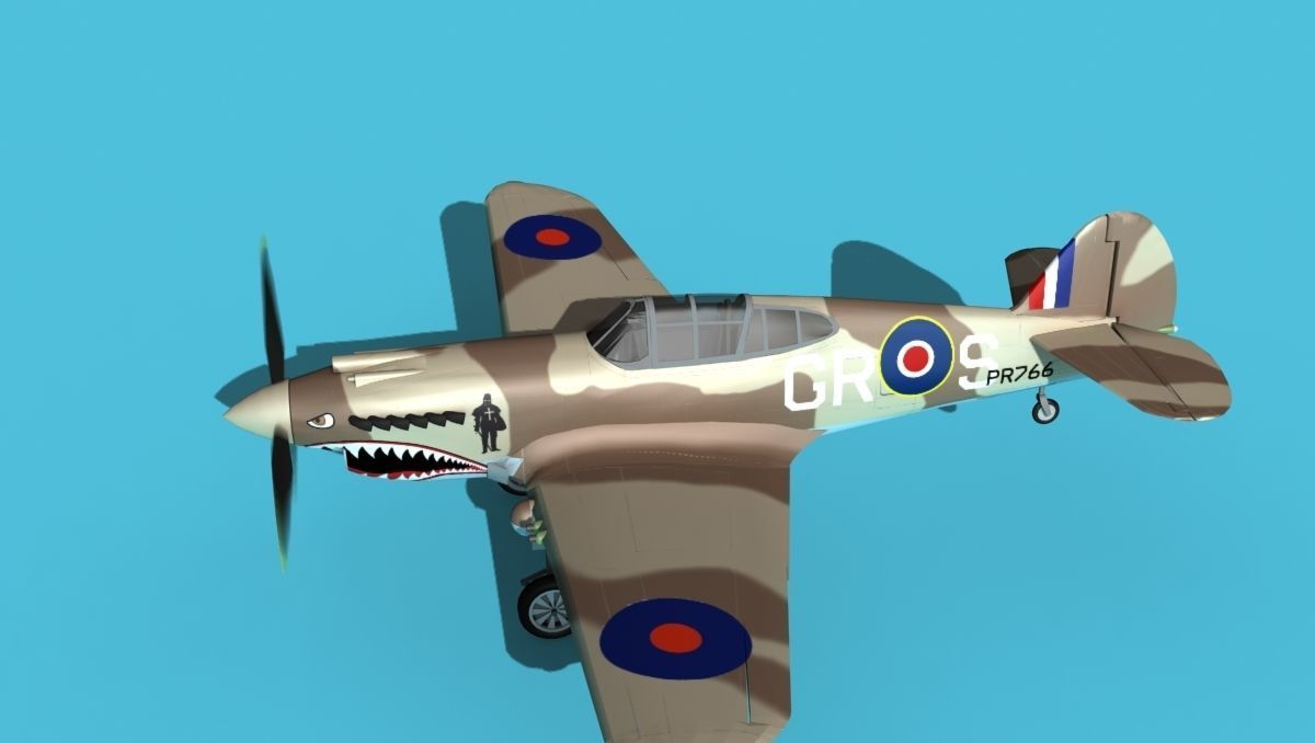 Curtiss P-40B Tomahawk V01 RAF 3D model_9