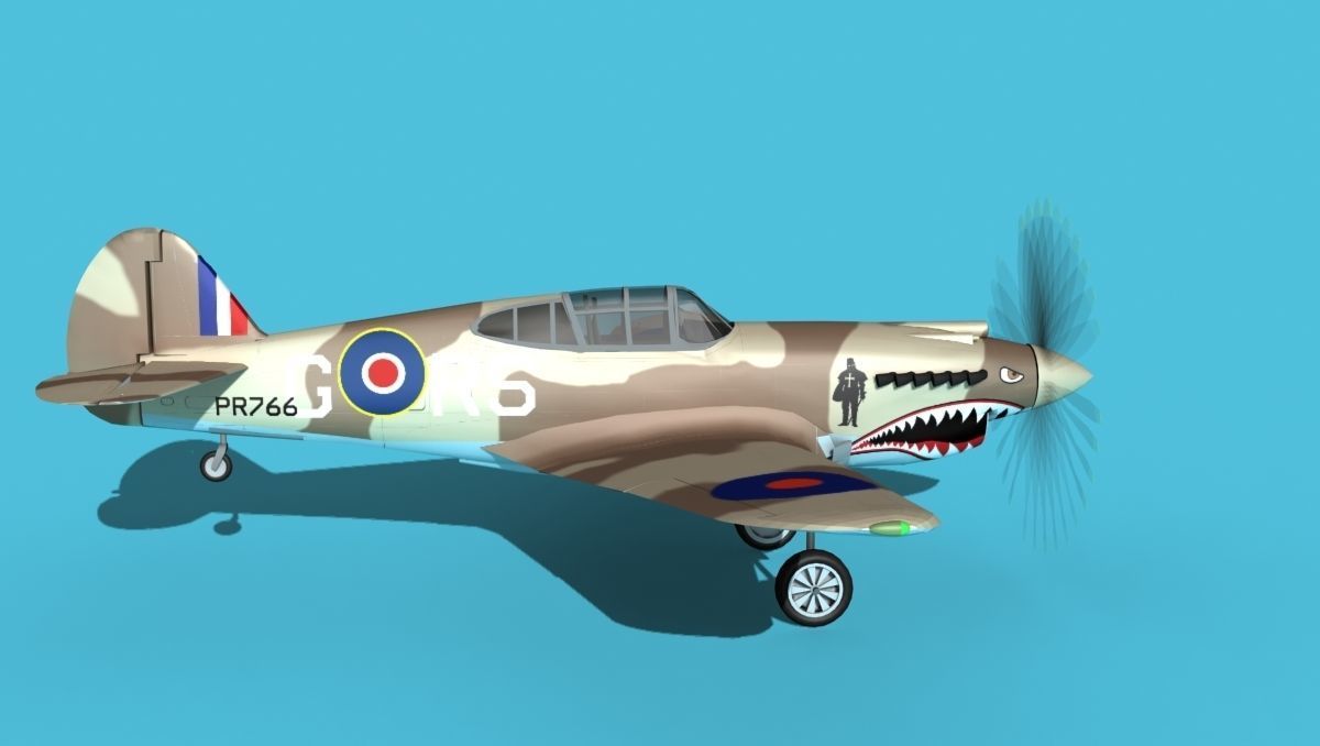 Curtiss P-40B Tomahawk V01 RAF 3D model_4
