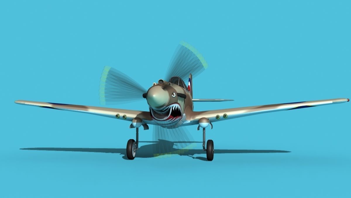 Curtiss P-40B Tomahawk V01 RAF 3D model_1