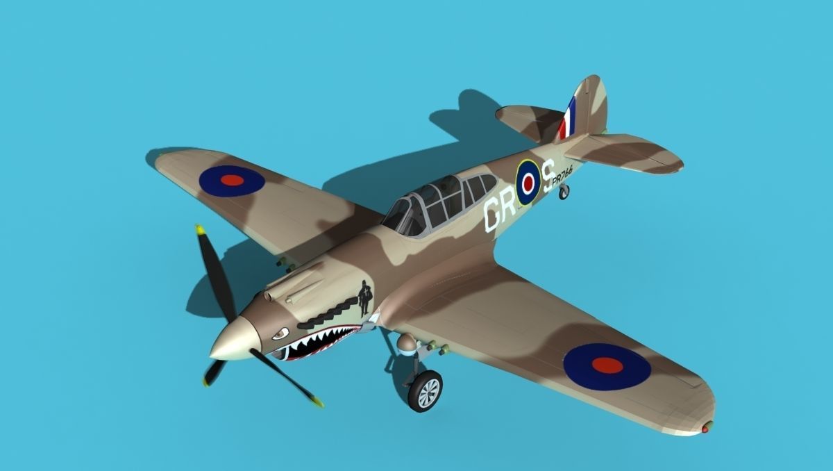 Curtiss P-40B Tomahawk V01 RAF 3D model_10