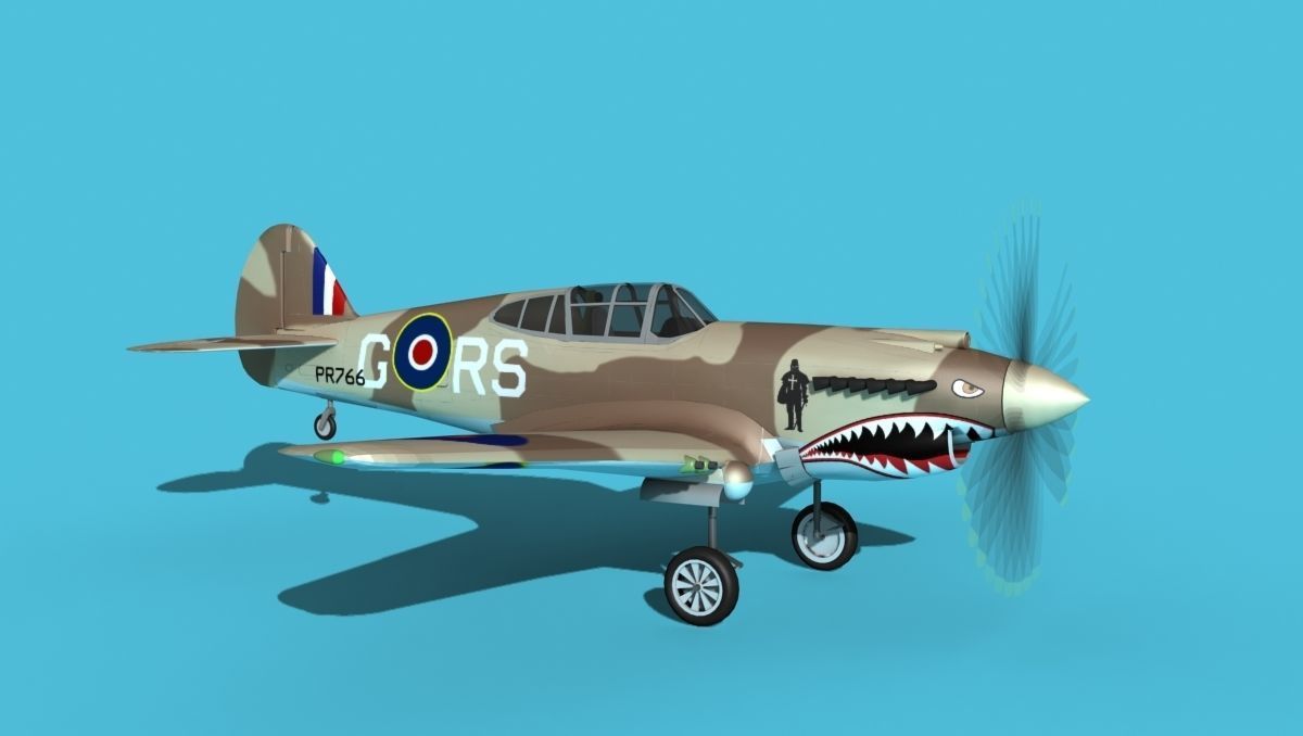 Curtiss P-40B Tomahawk V01 RAF 3D model_3