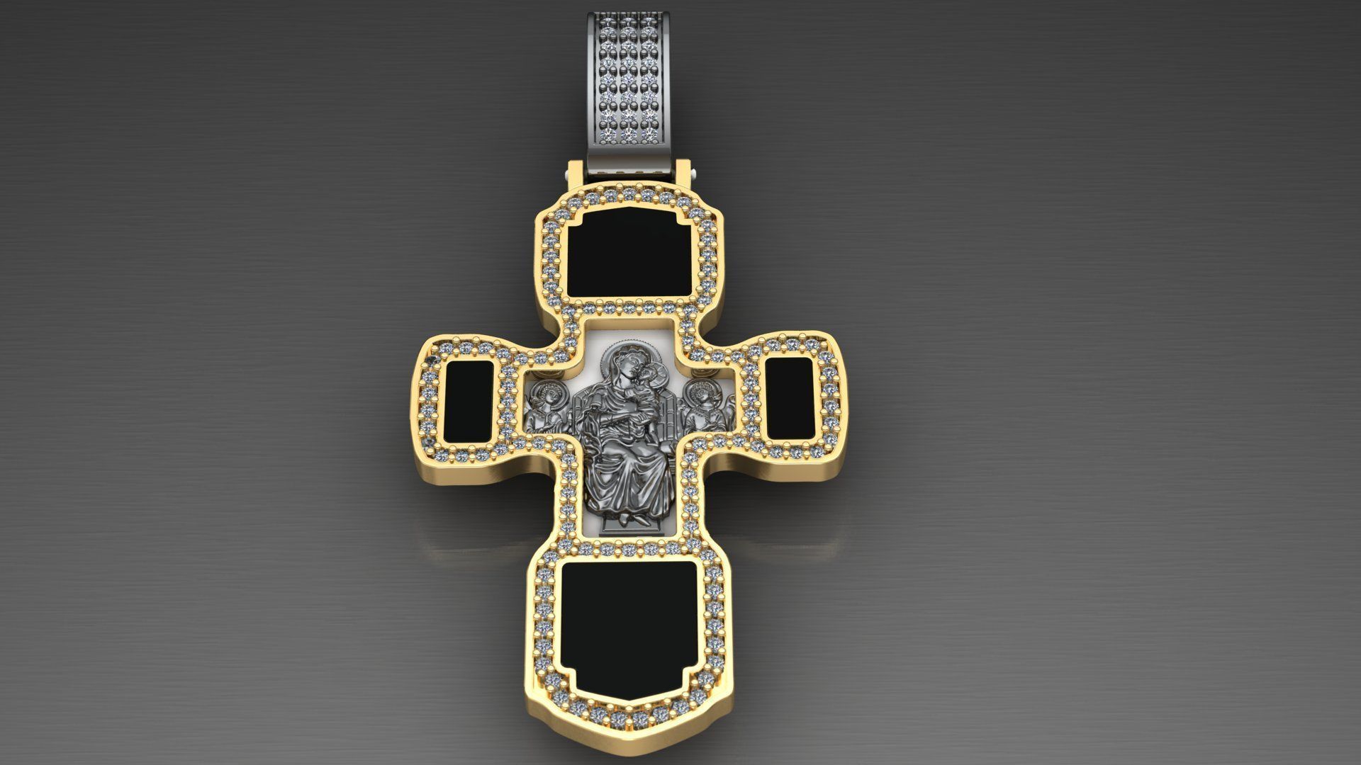 cross with jesus and mary 3D print model_2