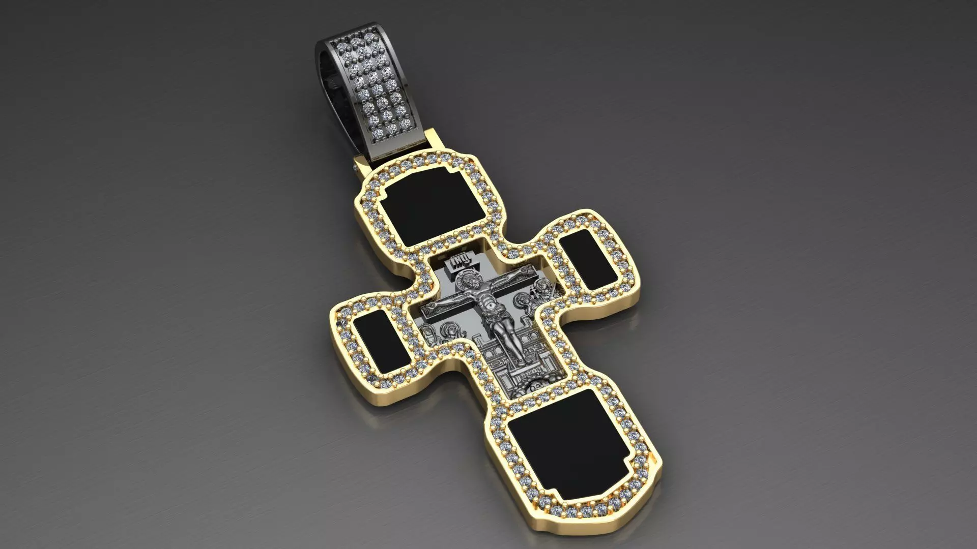 cross with jesus and mary 3D print model_0