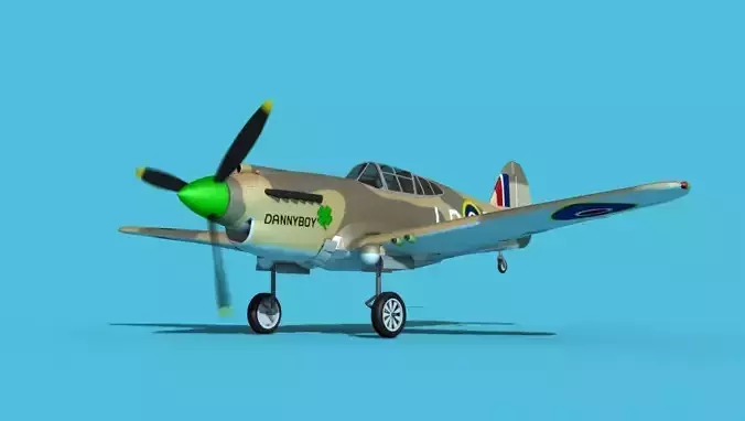 Curtiss P-40B Tomahawk V02 RAF 3D model