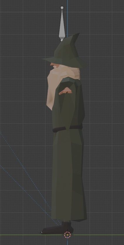 Lowpoly Wizard Model Fbx with Wizard Stick Low-poly 3D model_6
