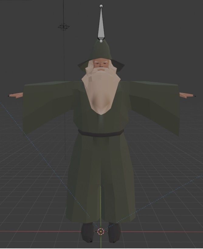 Lowpoly Wizard Model Fbx with Wizard Stick Low-poly 3D model_5