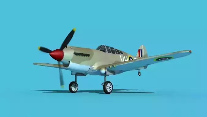 Curtiss P-40B Tomahawk V03 RAF 3D model