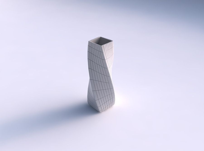 Vase twisted rectangle with distorted grid plates 3D print model