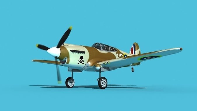 Curtiss P-40B Tomahawk V05 RAF 3D model