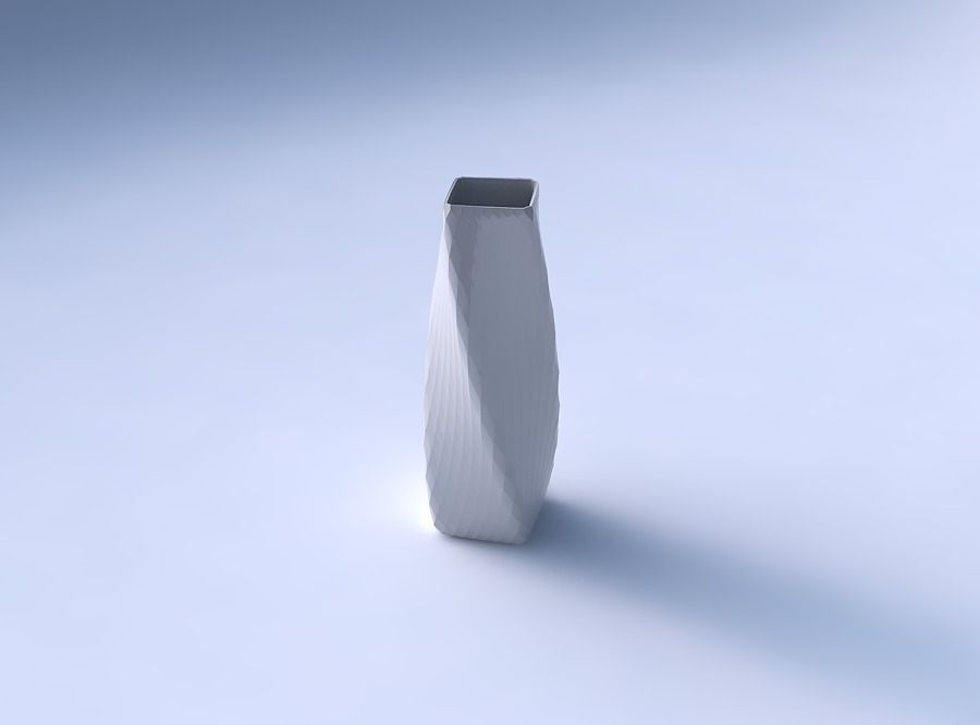 Vase twisted rectangle with diagonal grid pattern 3D print model_3