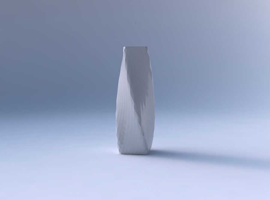 Vase twisted rectangle with diagonal grid pattern 3D print model_4