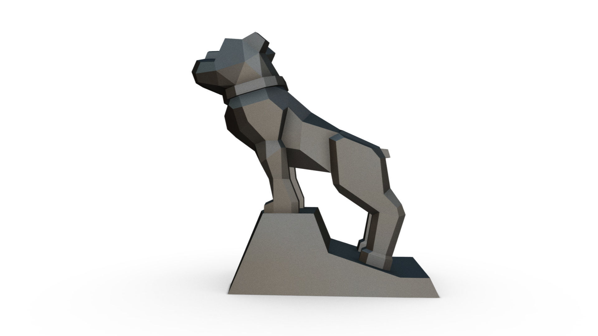 bulldog low poly statue 3D print model_1