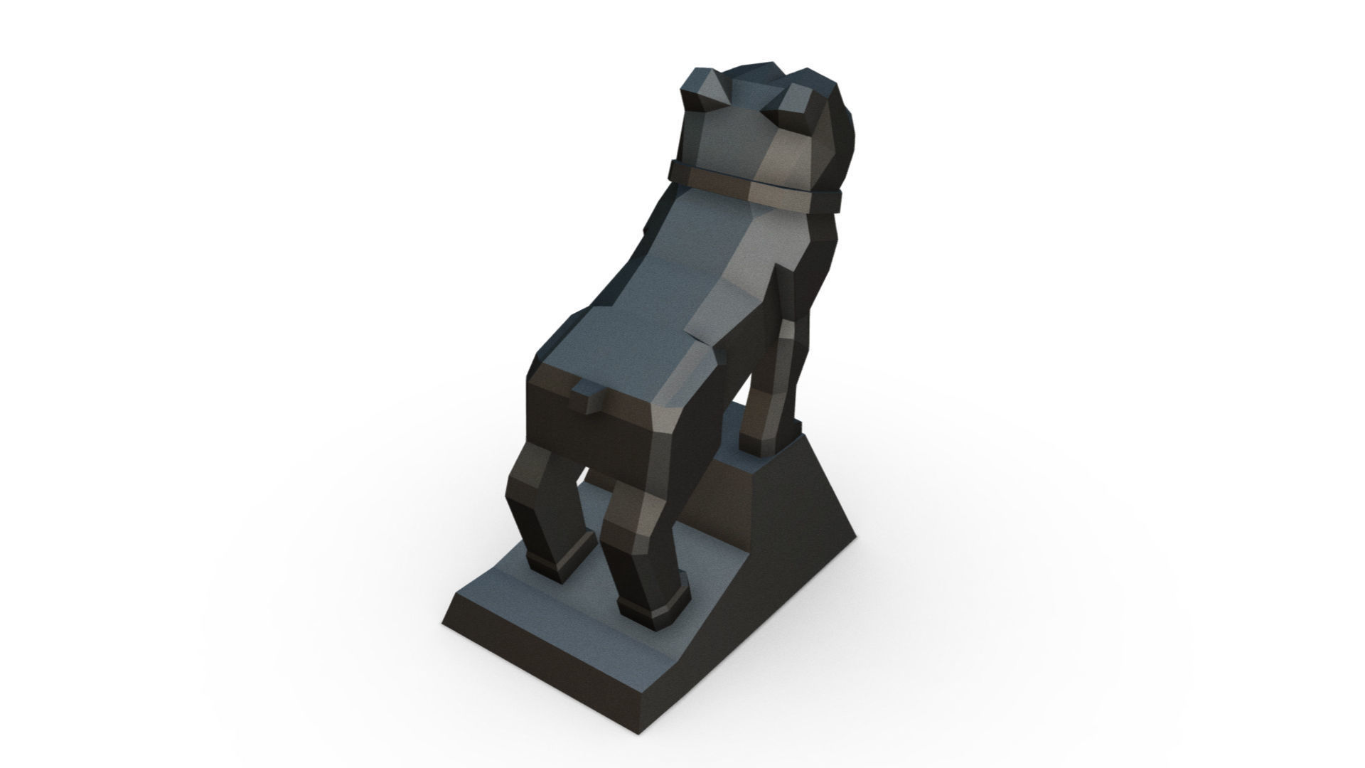 bulldog low poly statue 3D print model_3