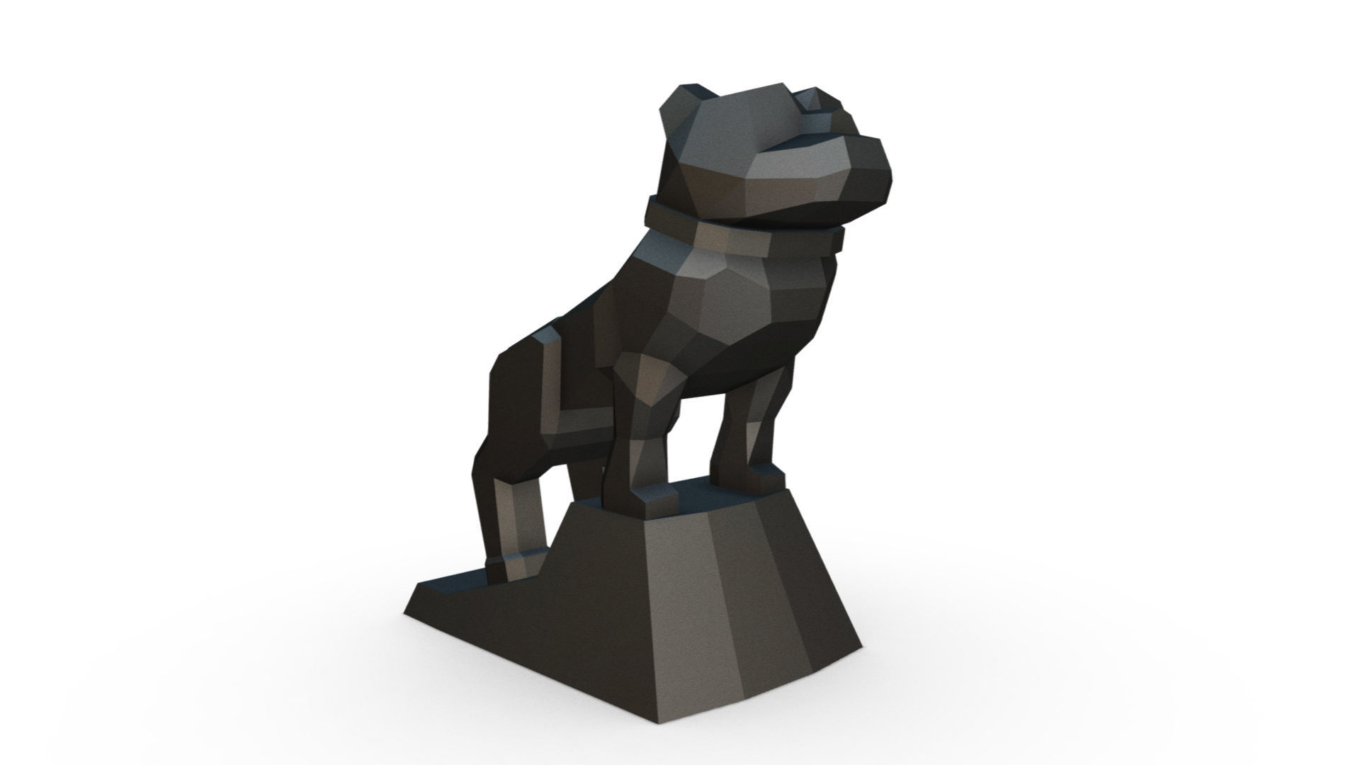 bulldog low poly statue 3D print model_5