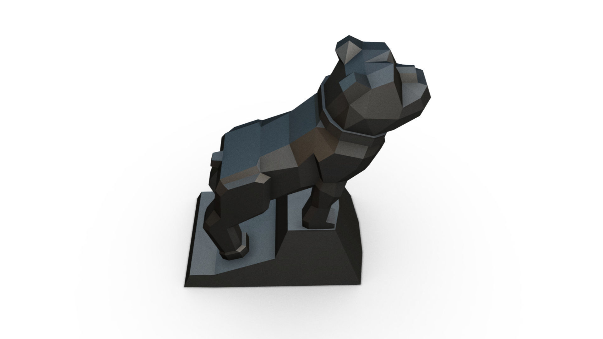 bulldog low poly statue 3D print model_4