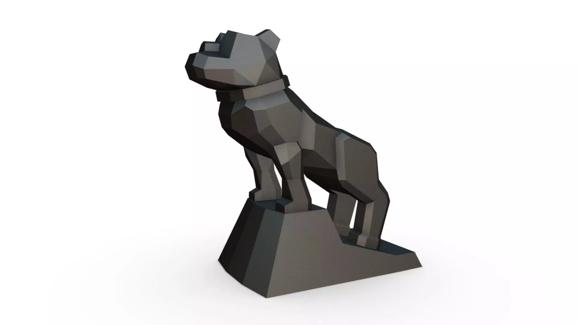 bulldog low poly statue 3D print model_0