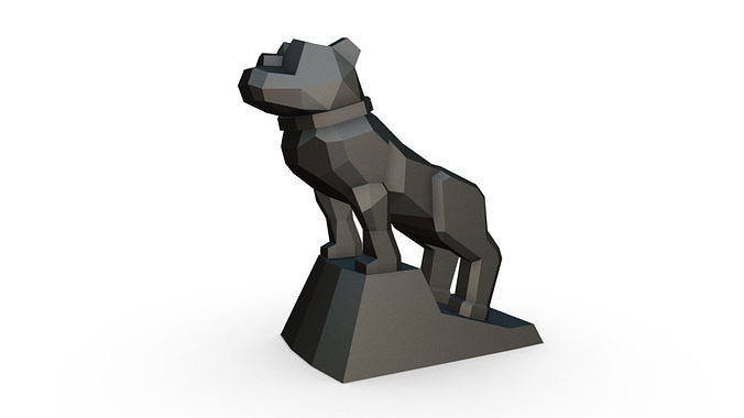 bulldog low poly statue 3D print model