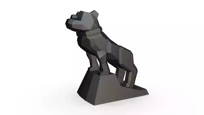 bulldog low poly statue 3D print model