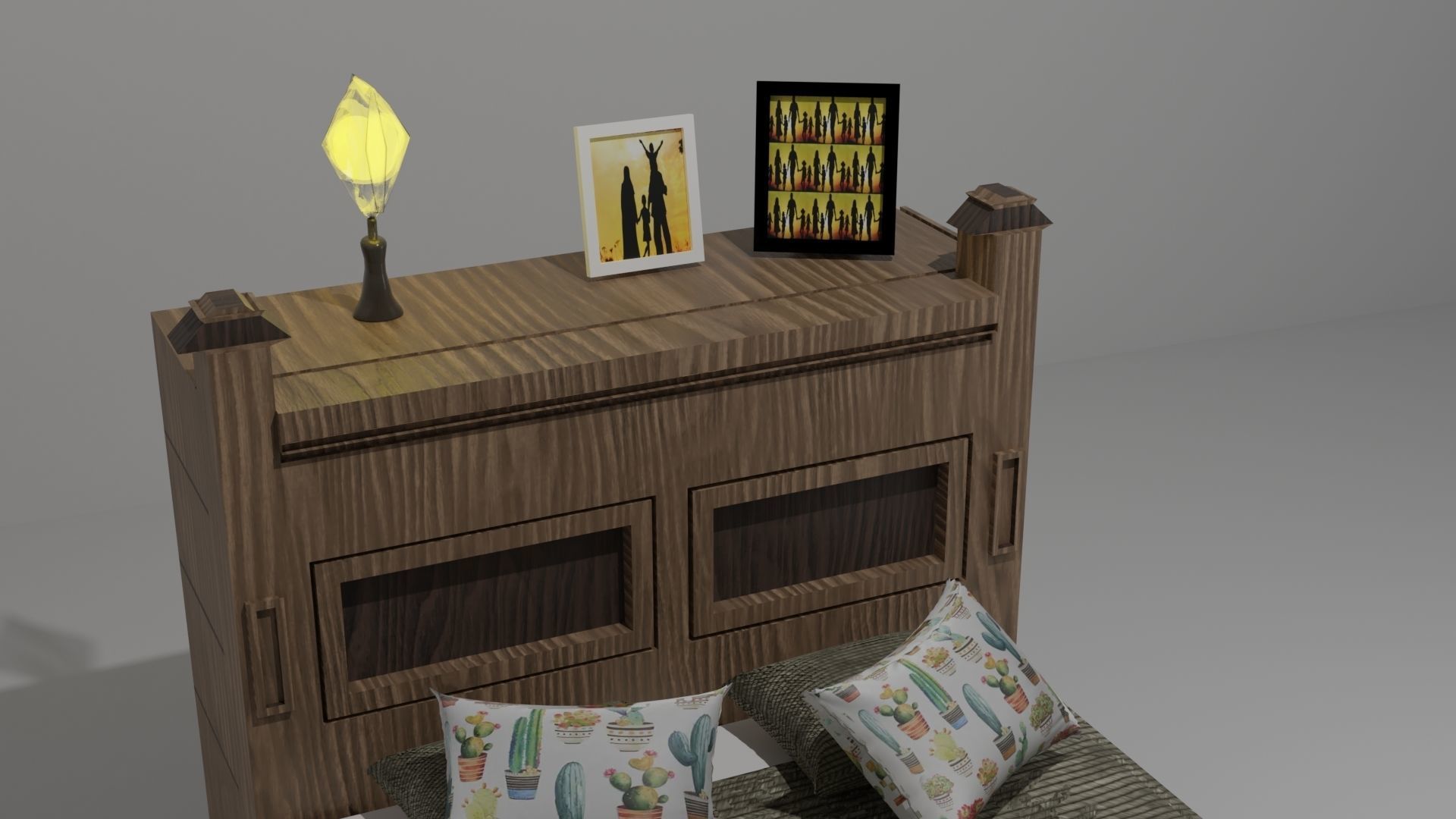 Old style wooden bed Free 3D model_2