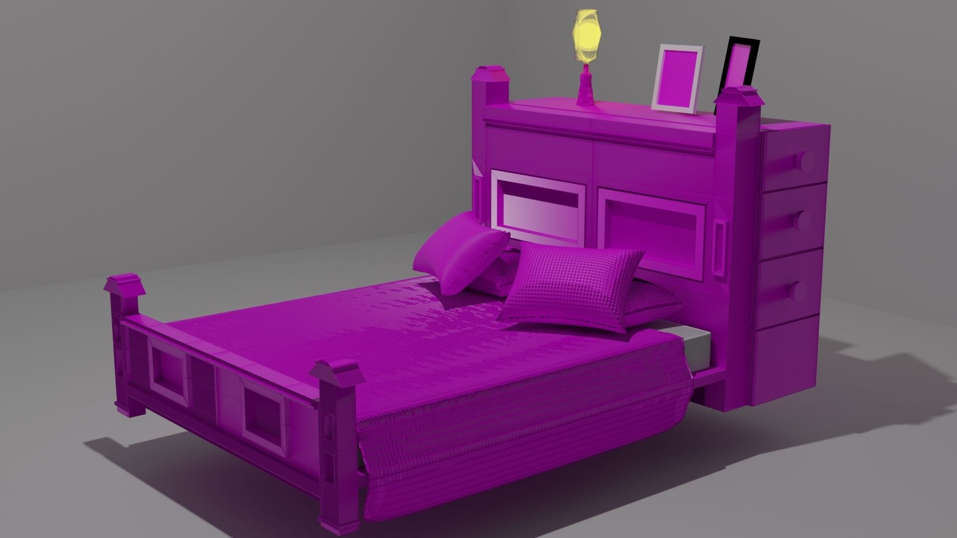 Old style wooden bed Free 3D model_4